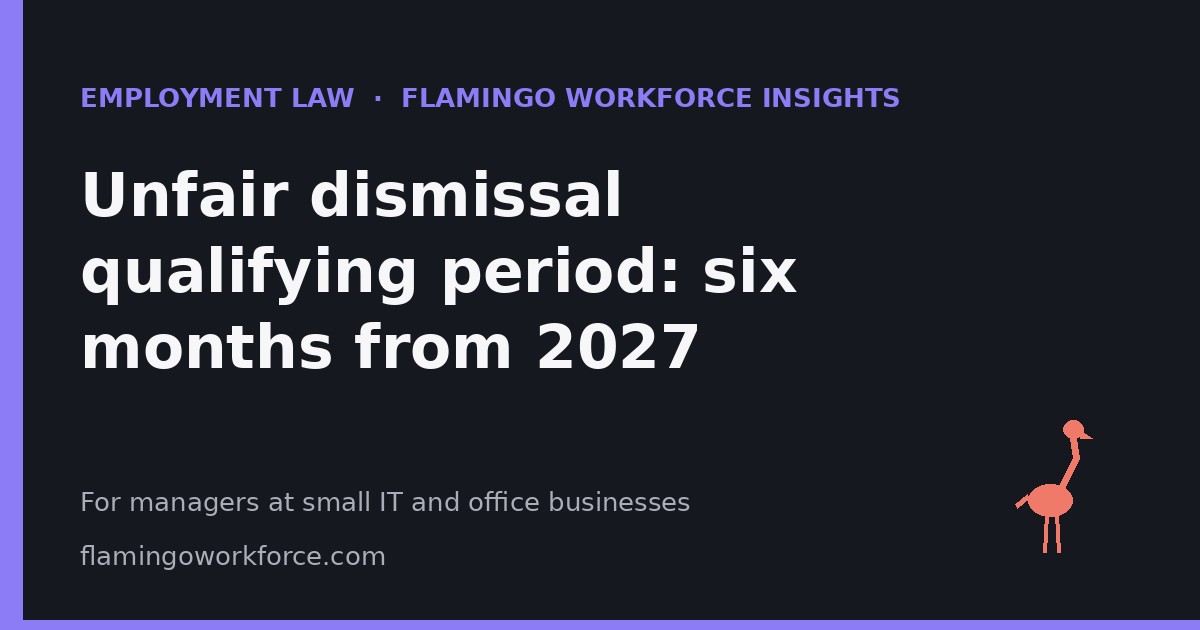 Employment Law: Unfair dismissal qualifying period: six months from 2027